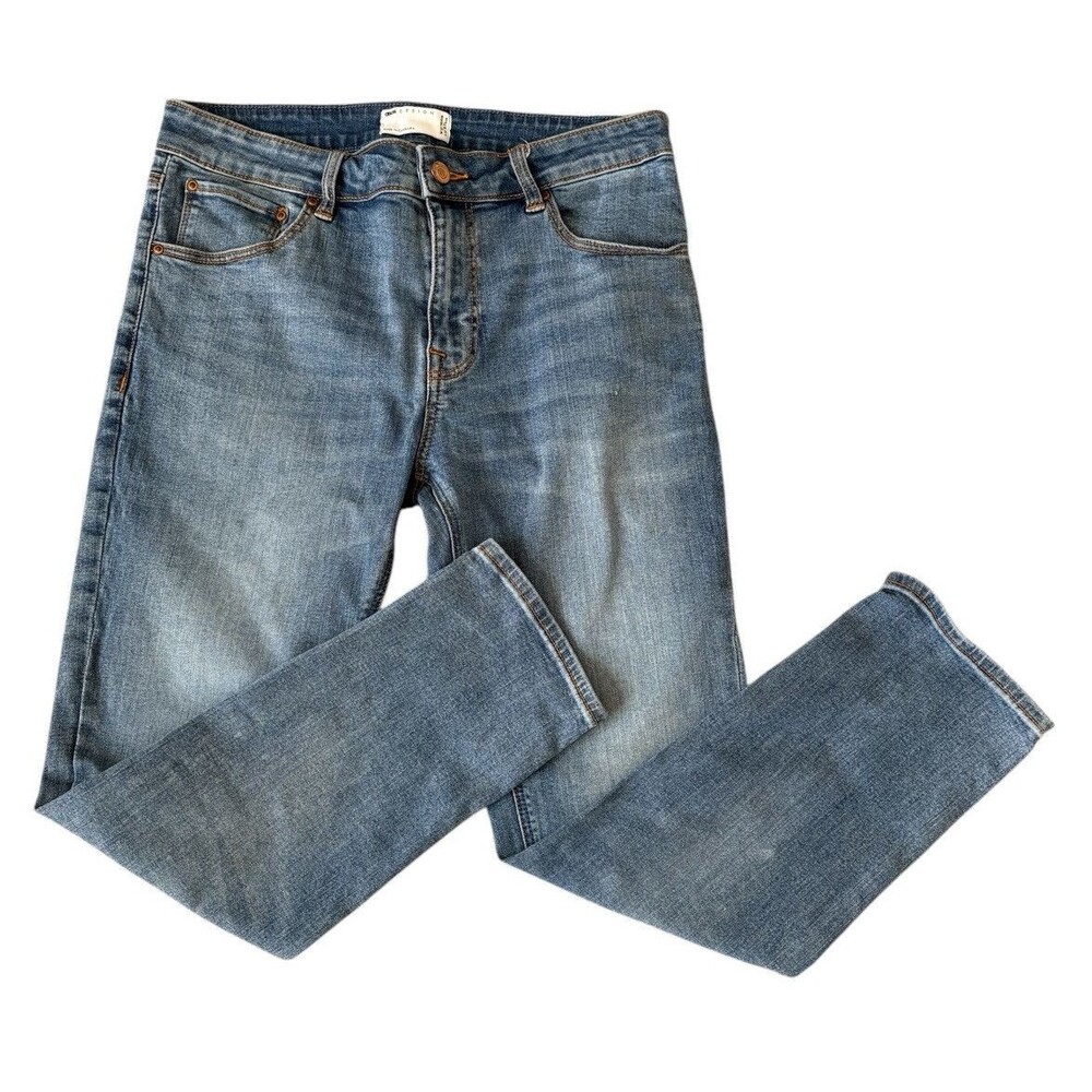 Asos Design Jeans Women's 30" Medium Wash Slim Straight 25" Inseam  High Rise